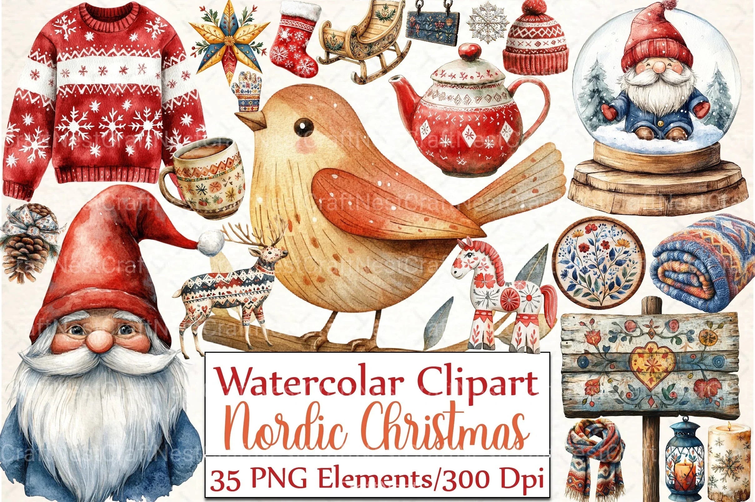 Nordic Christmas Clipart Bundle - CraftNest - Digital Crafting and Art
