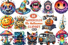 Groovy 70s Halloween Clipart Bundle 25 - CraftNest - Digital Crafting and Art