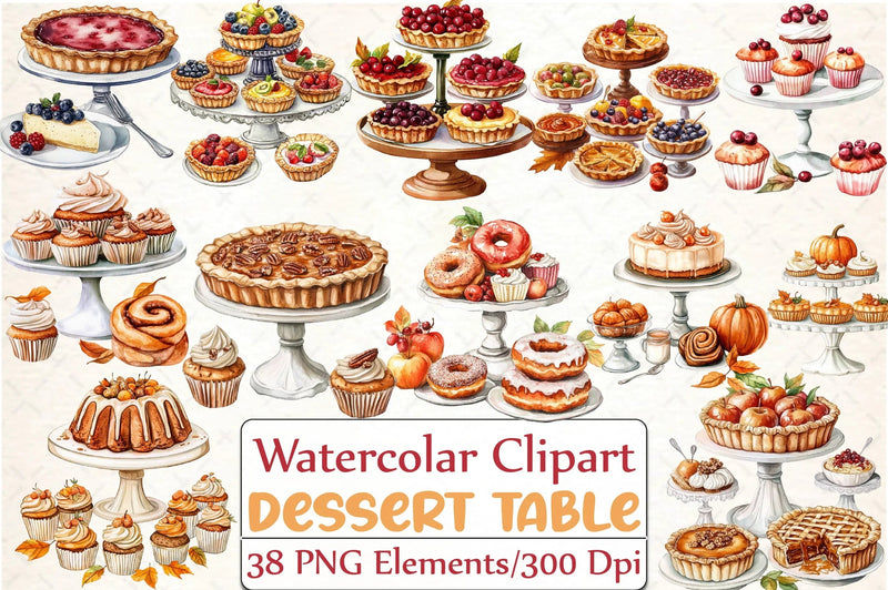 Thanksgiving Dessert Table Clipart Bundle - CraftNest - Digital Crafting and Art
