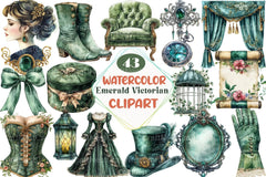 Emerald Victorian Clipart Bundle 7 - CraftNest - Digital Crafting and Art