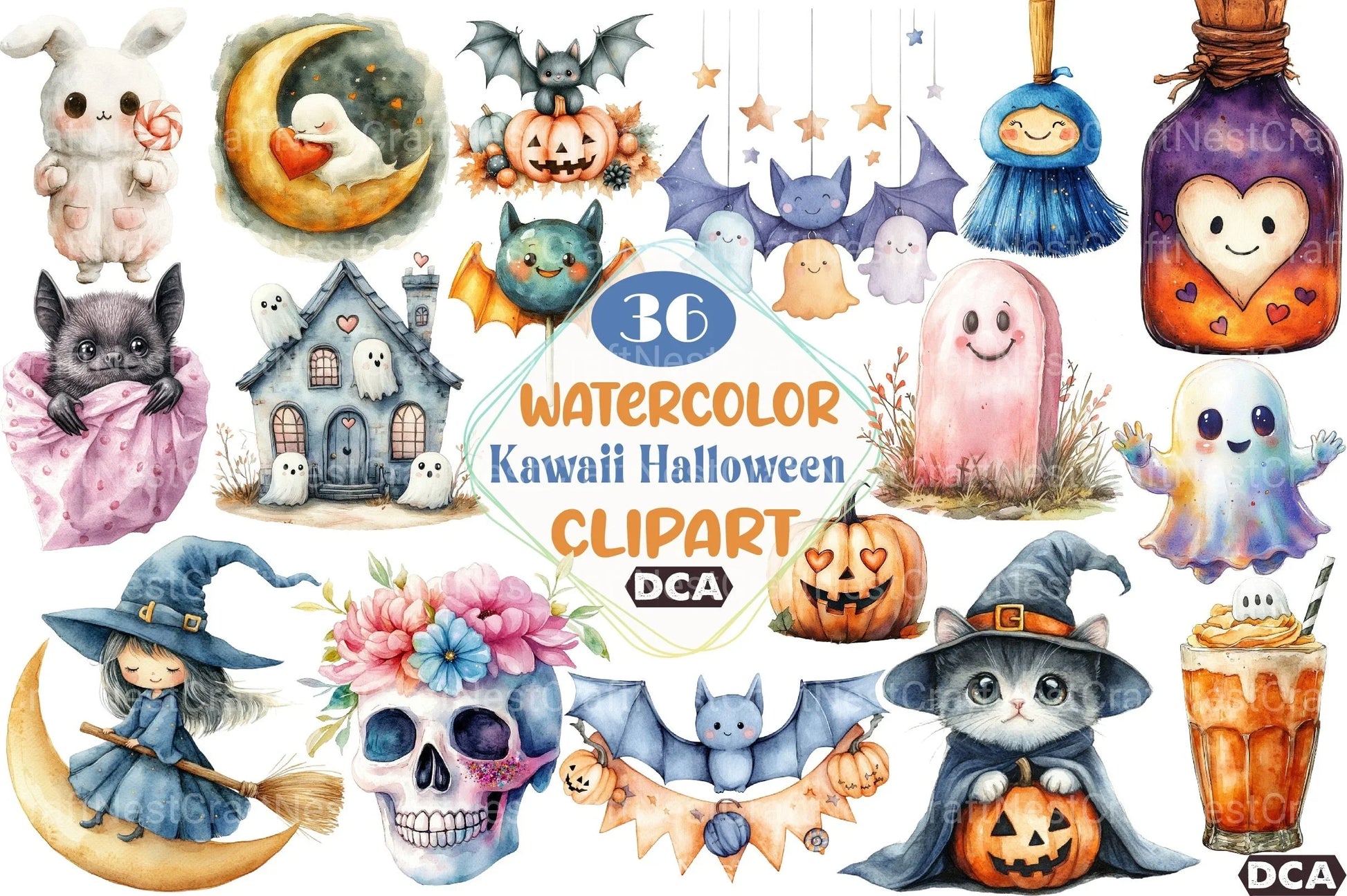 Kawaii Halloween Clipart Bundle 1 - CraftNest - Digital Crafting and Art
