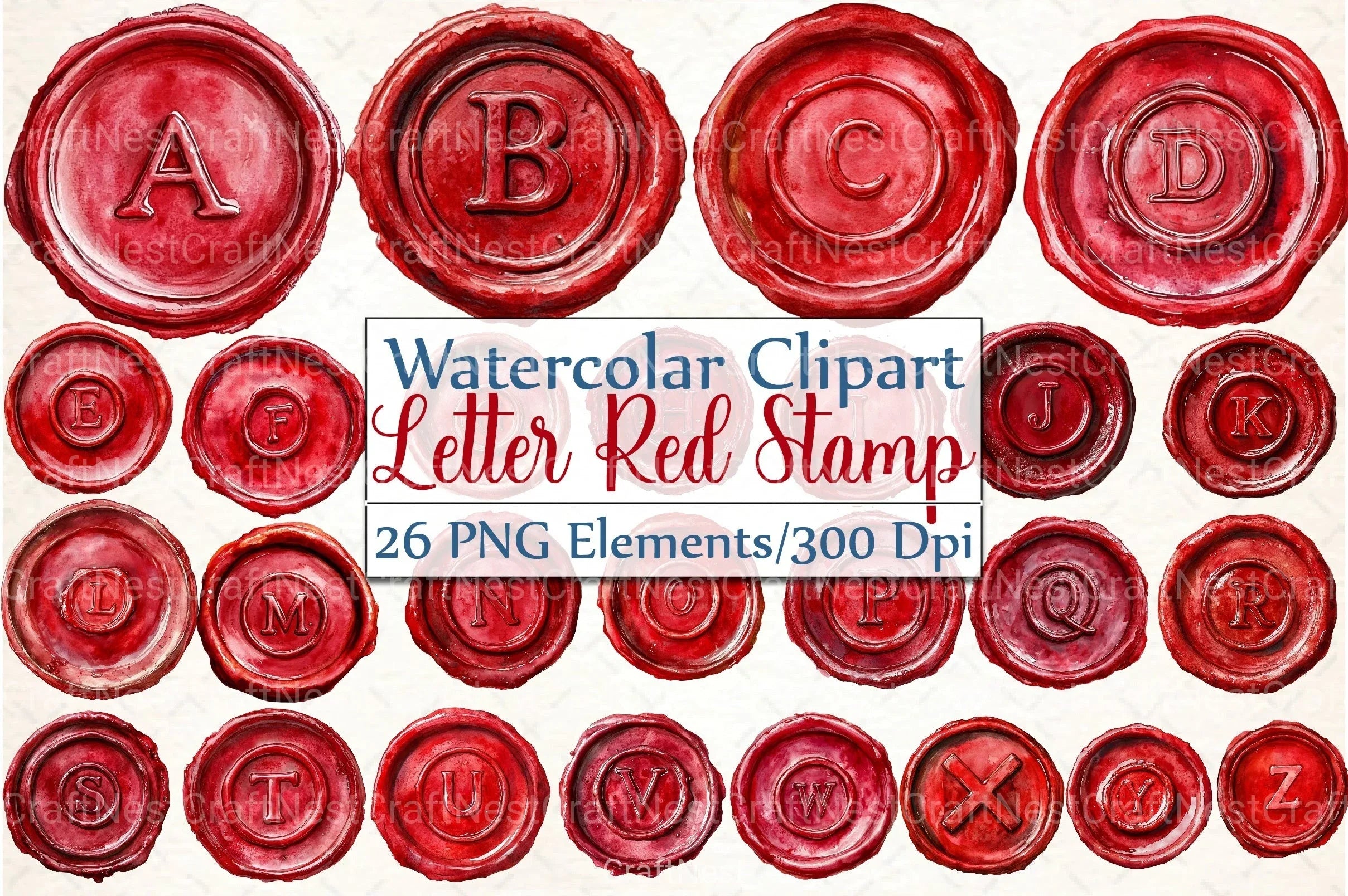 Seal Wax Letter Red Stamp Clipart Bundle - CraftNest - Digital Crafting and Art