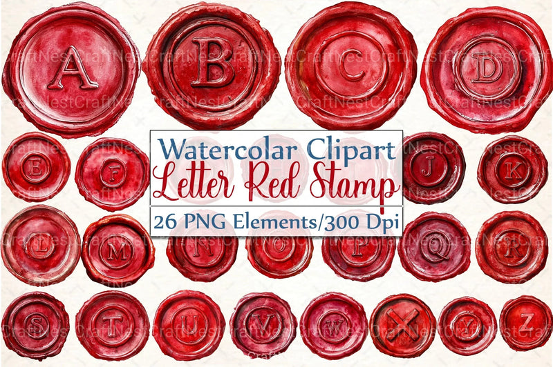 Seal Wax Letter Red Stamp Clipart Bundle - CraftNest - Digital Crafting and Art