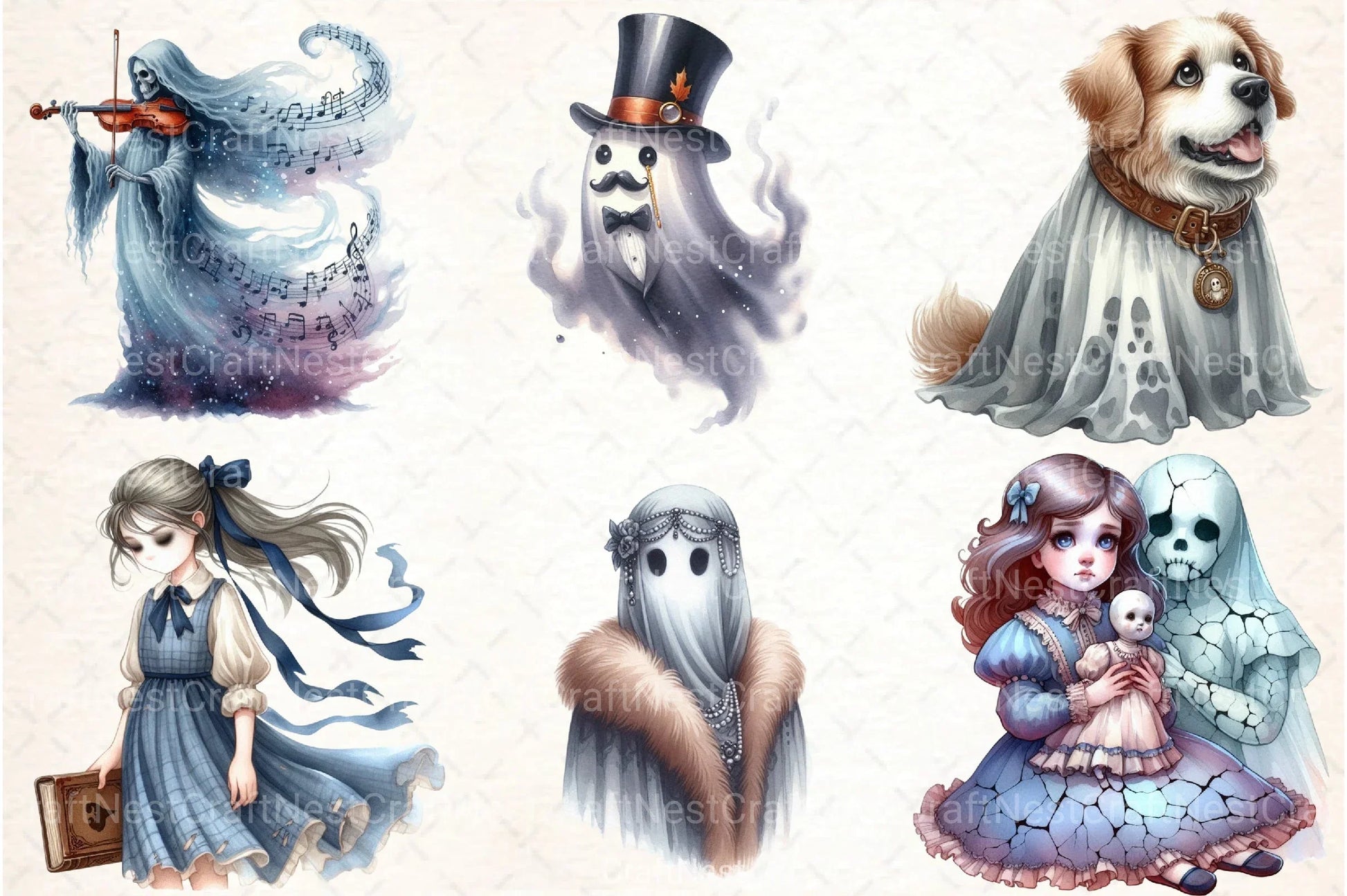 Halloween Antique Ghost Clipart Bundle - CraftNest - Digital Crafting and Art