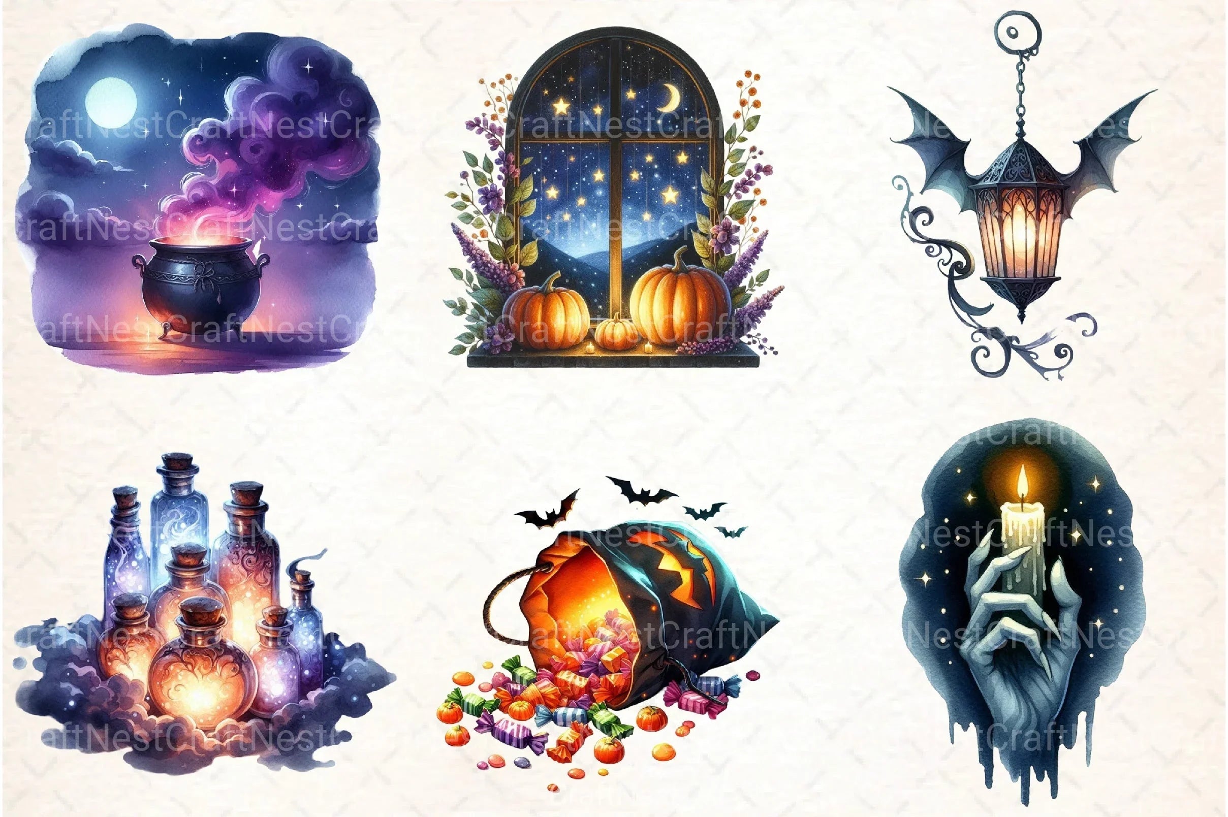 Halloween Evening Clipart Bundle - CraftNest - Digital Crafting and Art
