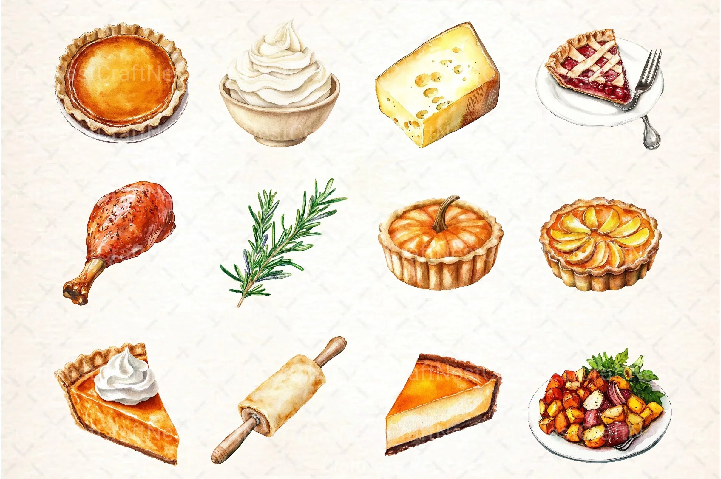 Pumpkin Pie & Turkey Day Clipart Bundle - CraftNest - Digital Crafting and Art