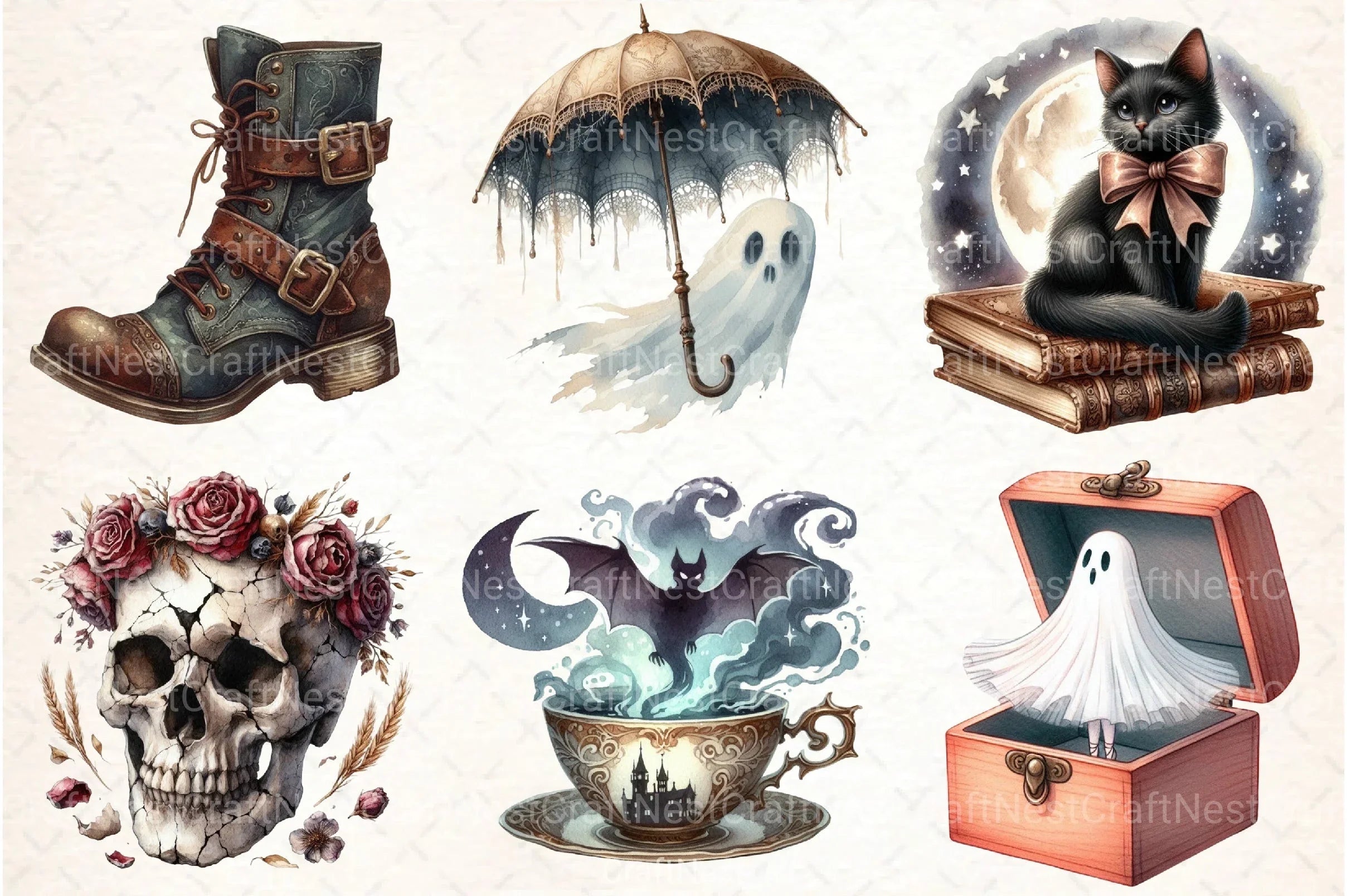 Antique Halloween Clipart Bundle 8 - CraftNest - Digital Crafting and Art