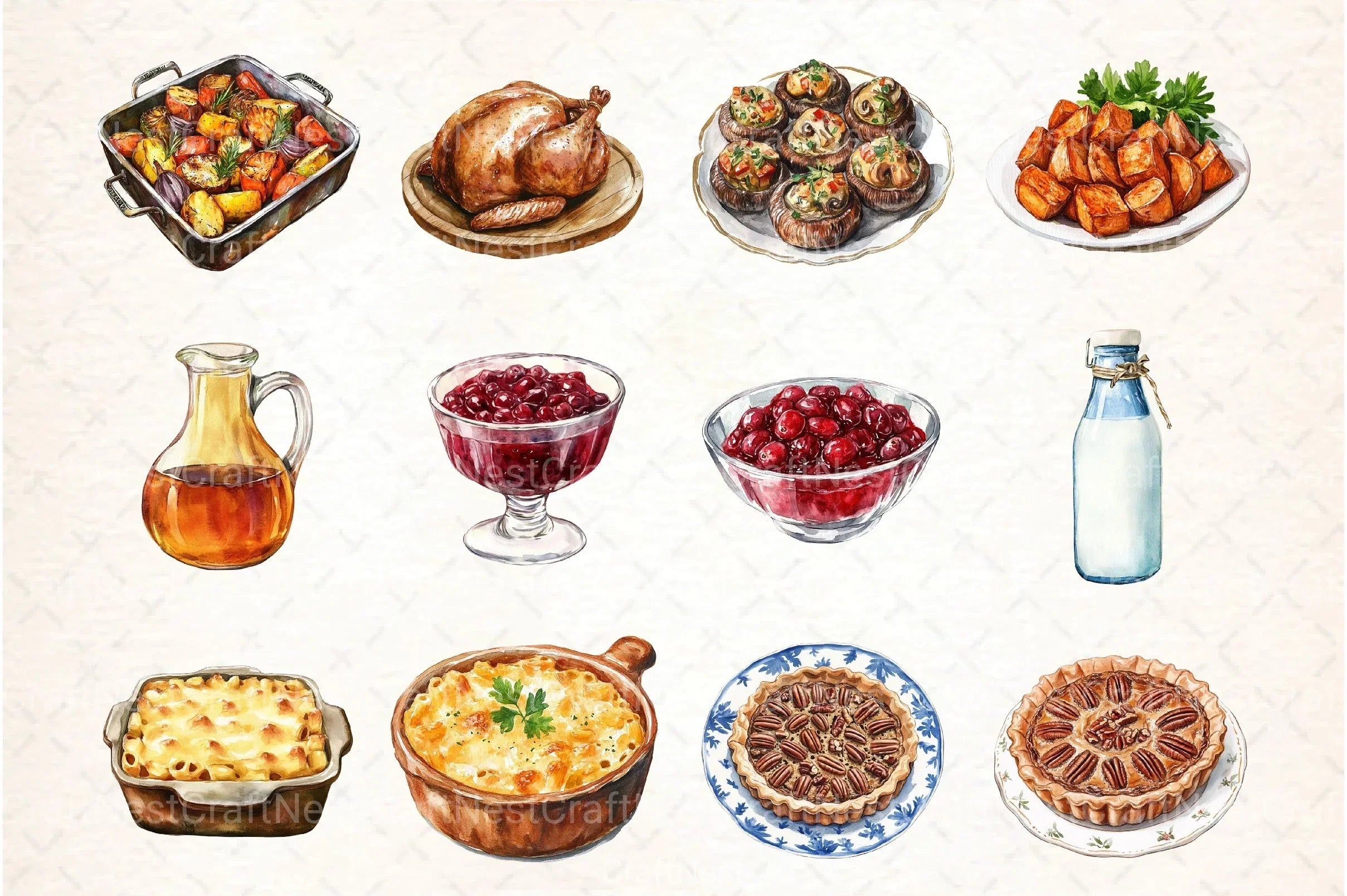 Rustic Thanksgiving Dinner Clipart Bundle - CraftNest - Digital Crafting and Art