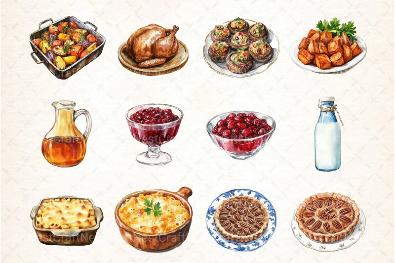 Rustic Thanksgiving Dinner Clipart Bundle - CraftNest - Digital Crafting and Art