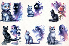Halloween Cat & Ghost Clipart Bundle 78 - CraftNest - Digital Crafting and Art