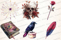 Burgundy Halloween Clipart Bundle 6 - CraftNest - Digital Crafting and Art