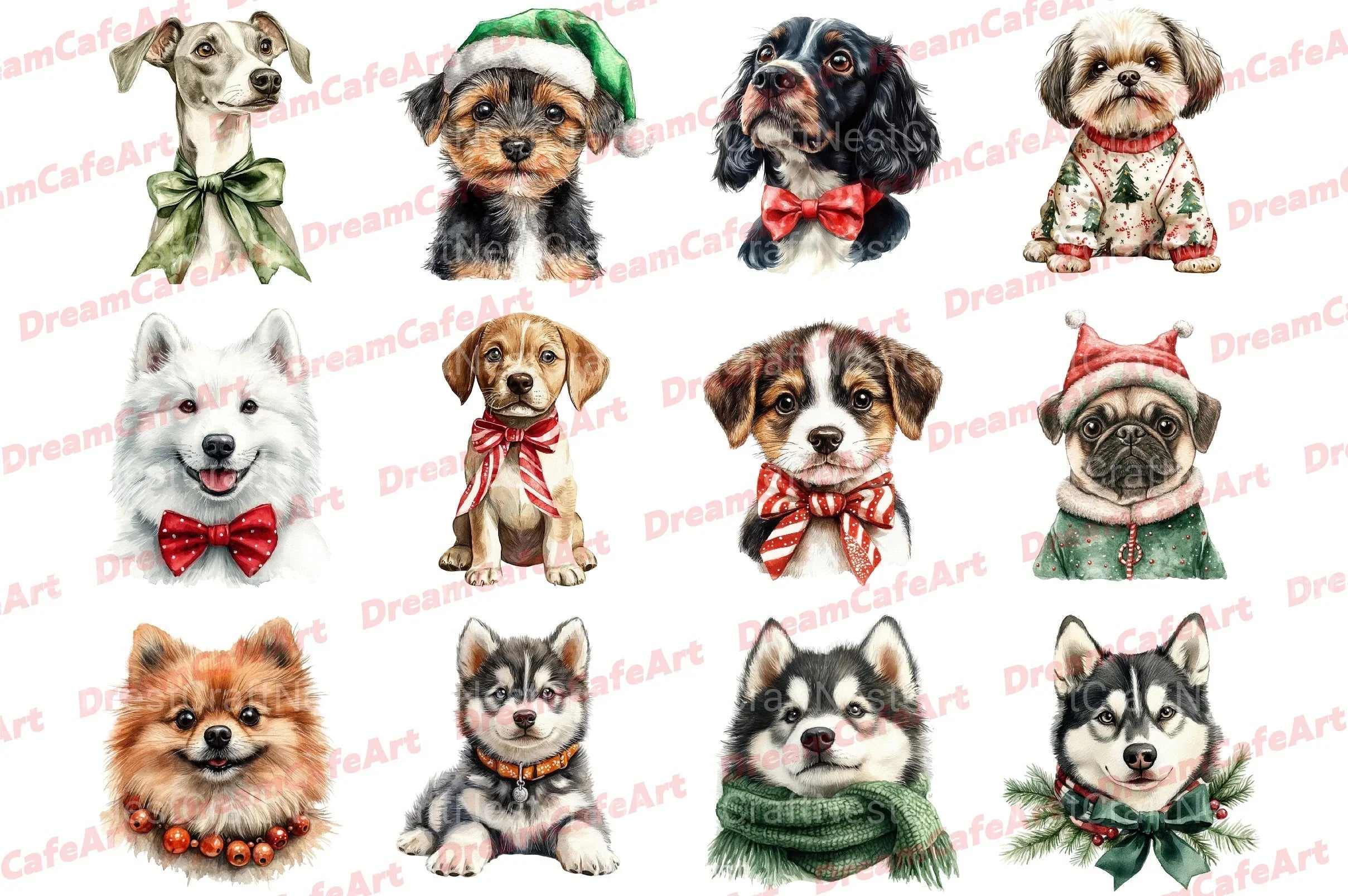 Quirky Christmas Dogs Clipart Bundle - CraftNest - Digital Crafting and Art