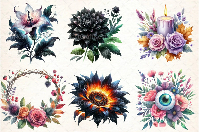 Halloween Flowers Clipart Bundle 4 - CraftNest - Digital Crafting and Art