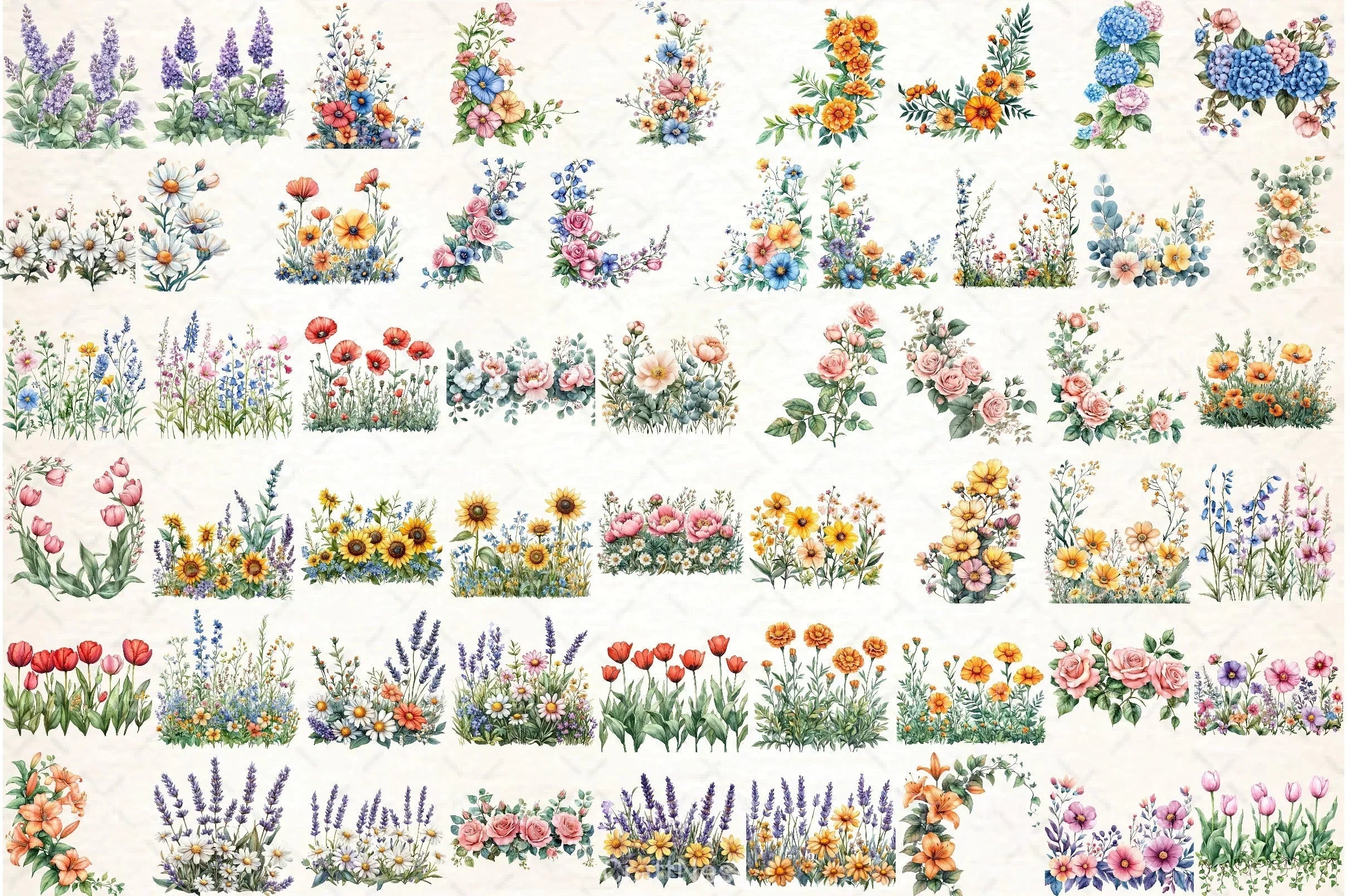 Garden Flowers Border Clipart Bundle - CraftNest - Digital Crafting and Art