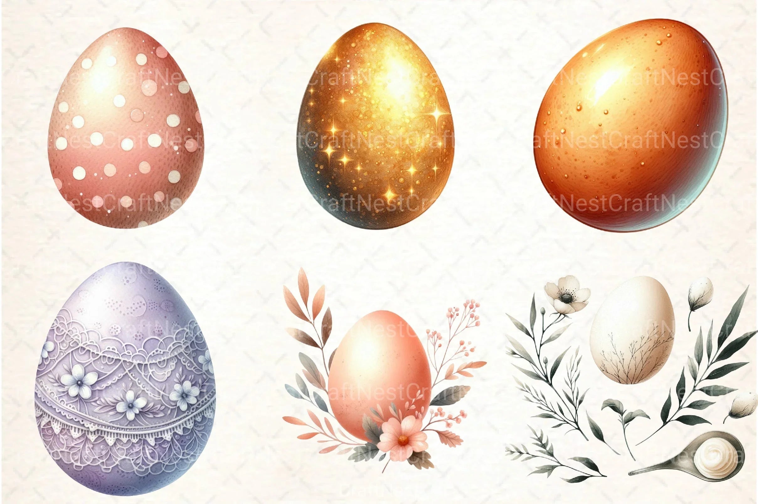 Watercolor Eggs Clipart Bundle - CraftNest - Digital Crafting and Art
