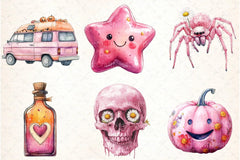Pink Retro Halloween Clipart Bundle - CraftNest - Digital Crafting and Art