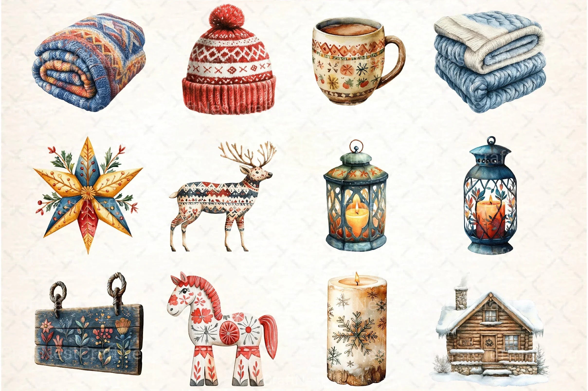 Nordic Christmas Clipart Bundle - CraftNest - Digital Crafting and Art