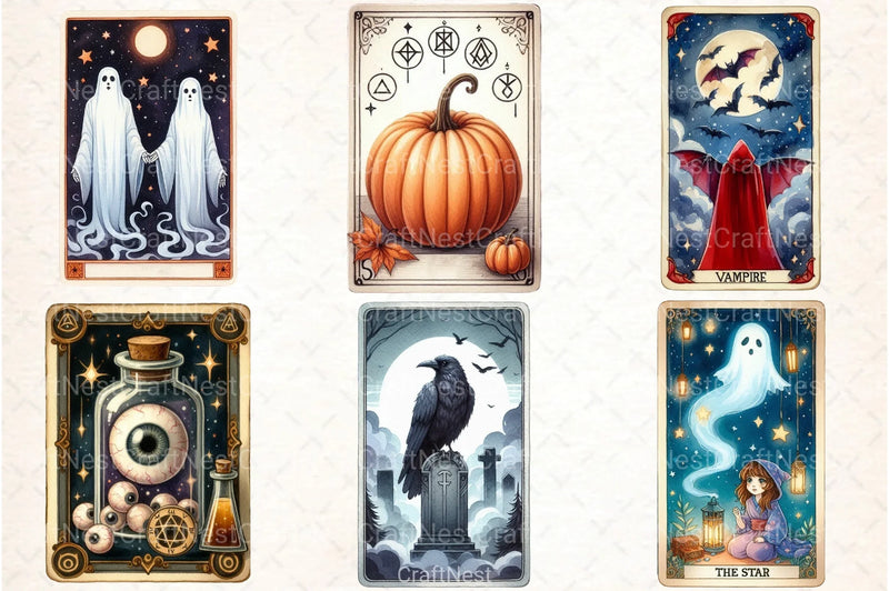 Halloween Vintage Tarot Card Clipart Bundle - CraftNest - Digital Crafting and Art