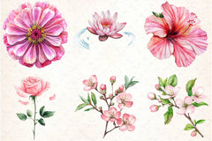 Pink Flowers Gardens Clipart Bundle - CraftNest - Digital Crafting and Art