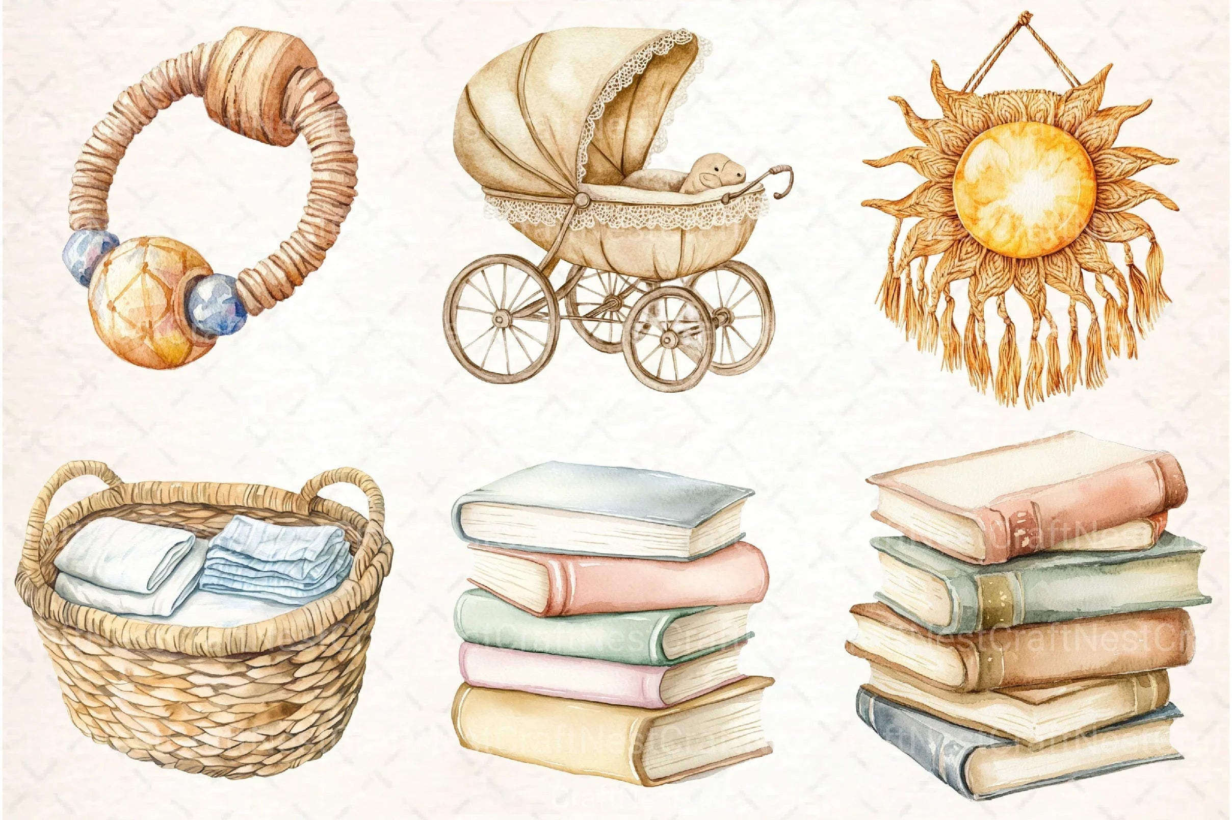 Boho Nursery Clipart Bundle for Baby Shower - CraftNest - Digital Crafting and Art