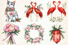 Christmas Chinoiserie Clipart Bundle - CraftNest - Digital Crafting and Art