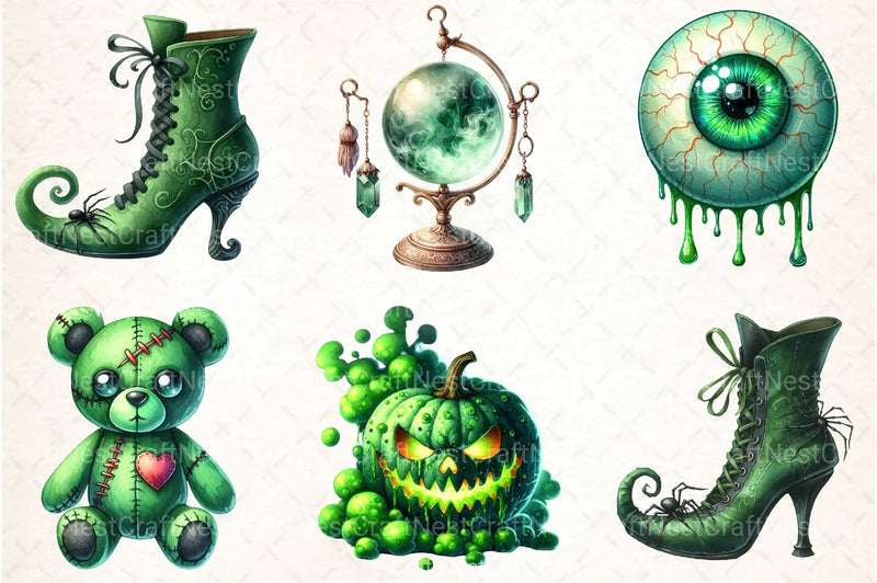 Green Halloween Clipart Bundle 5 - CraftNest - Digital Crafting and Art