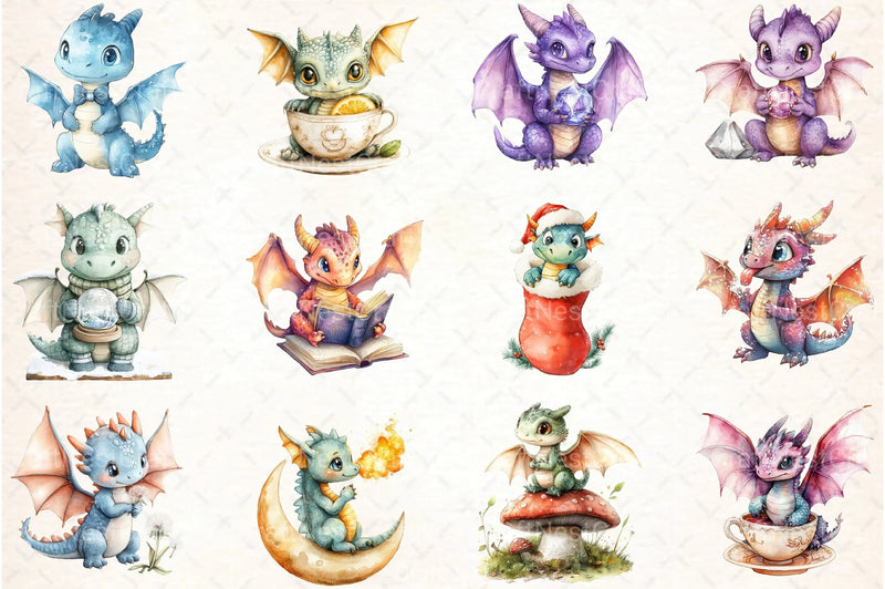 Whimsical Dragon Clipart Bundle - CraftNest - Digital Crafting and Art
