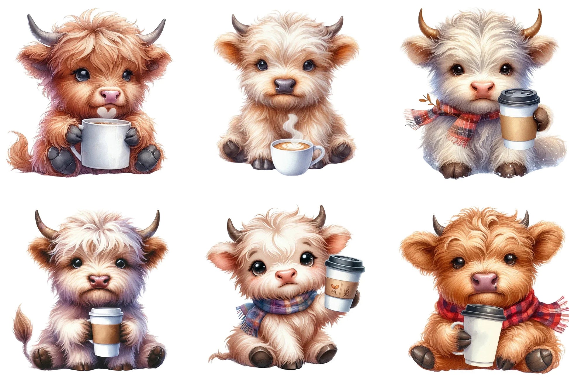 Funny Highland Cow Coffee Clipart Bundle - CraftNest - Digital Crafting and Art