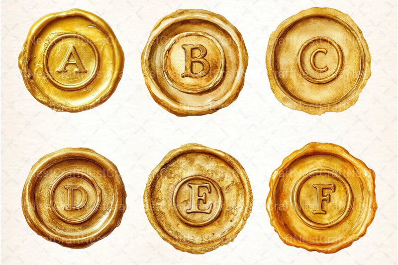 Seal Wax Letter Golden Stamp Clipart Bundle - CraftNest - Digital Crafting and Art