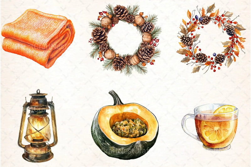 Cozy Autumn Thanksgiving Clipart Bundle - CraftNest - Digital Crafting and Art