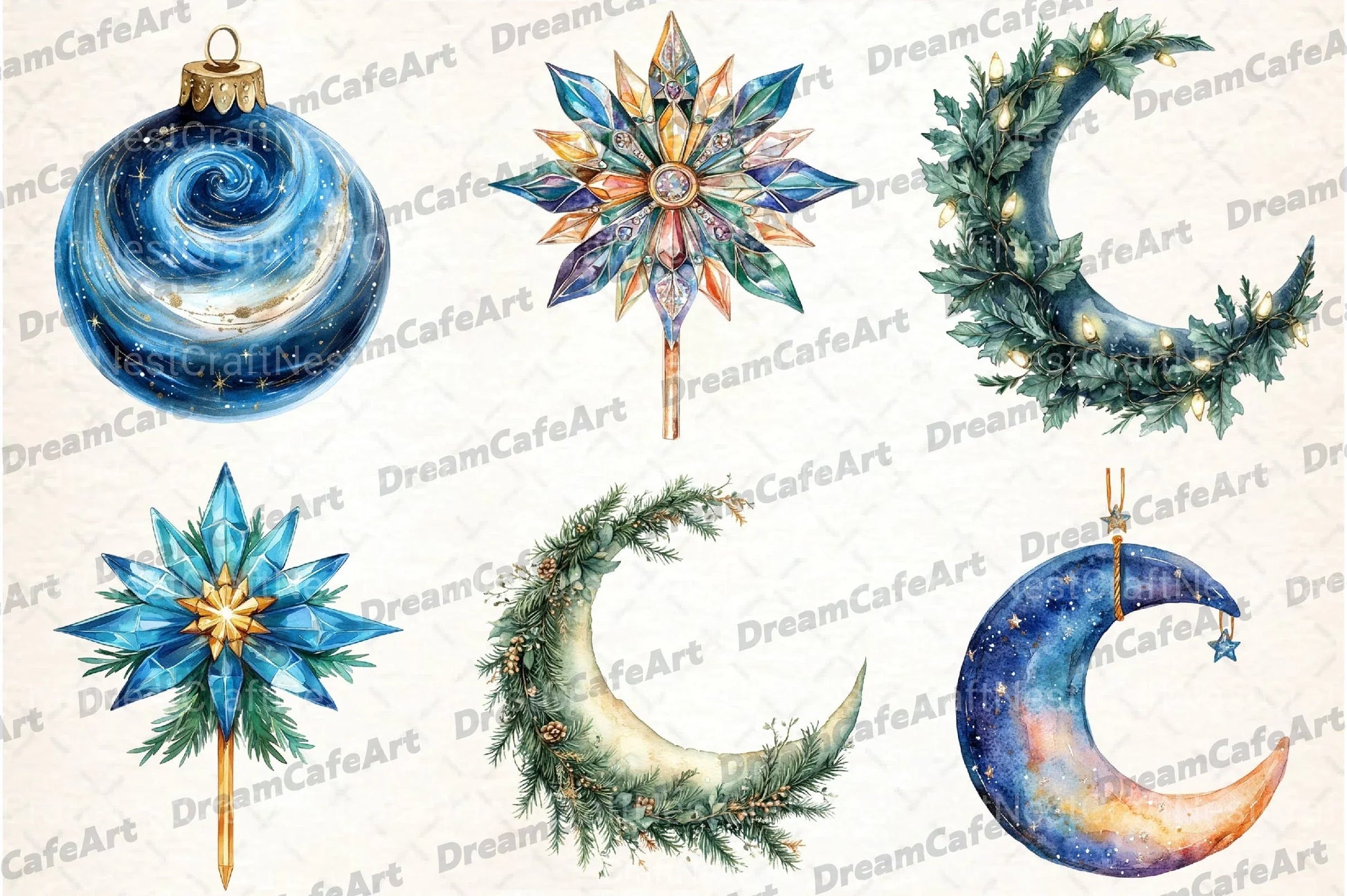 Celestial Christmas Clipart Bundle1 - CraftNest - Digital Crafting and Art