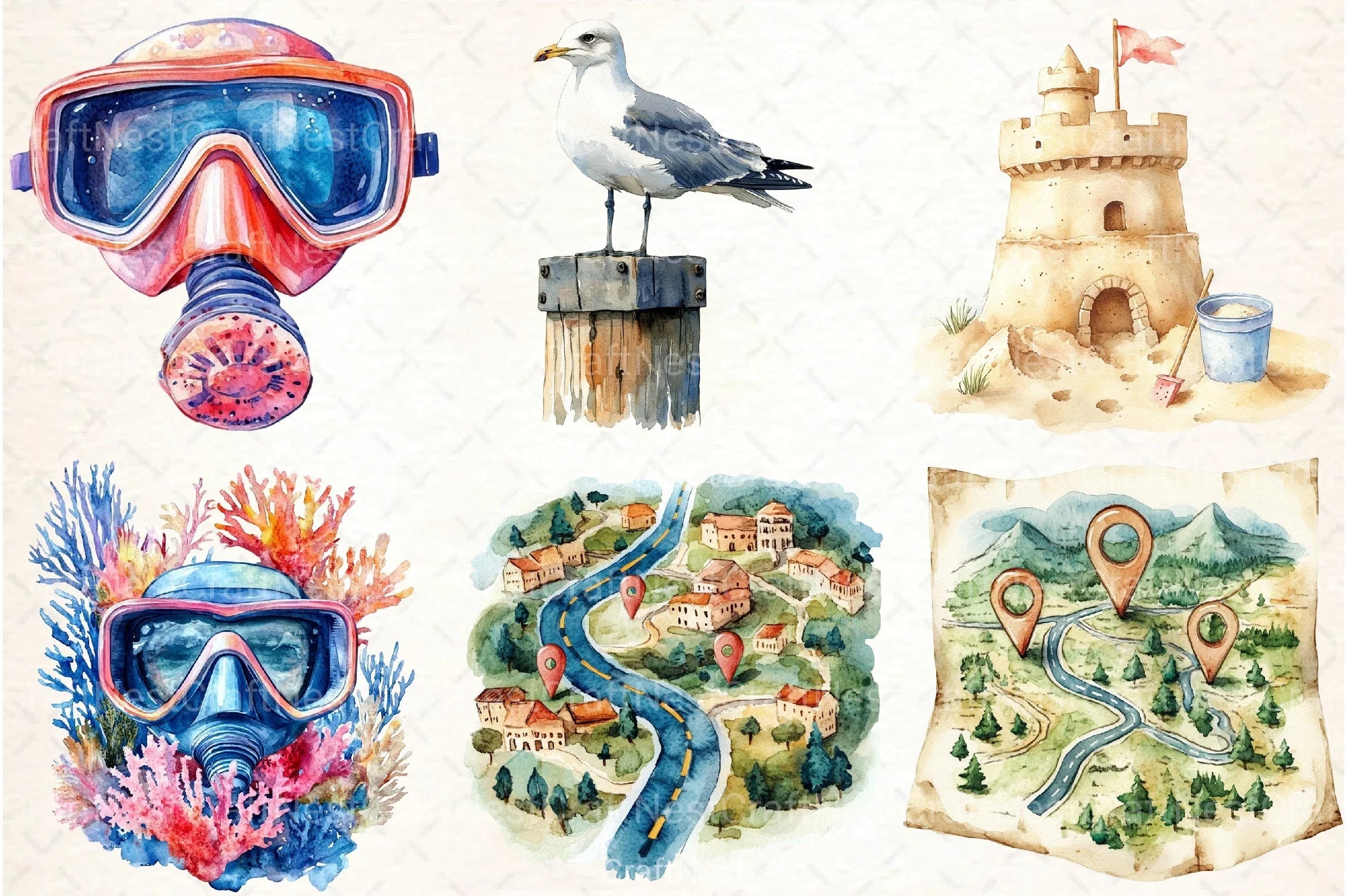 Summer Vacation Clipart Bundle - CraftNest - Digital Crafting and Art