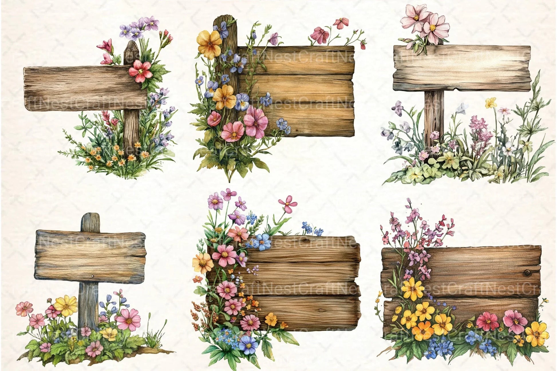 Wooden Garden Sign Clipart Bundle - CraftNest - Digital Crafting and Art