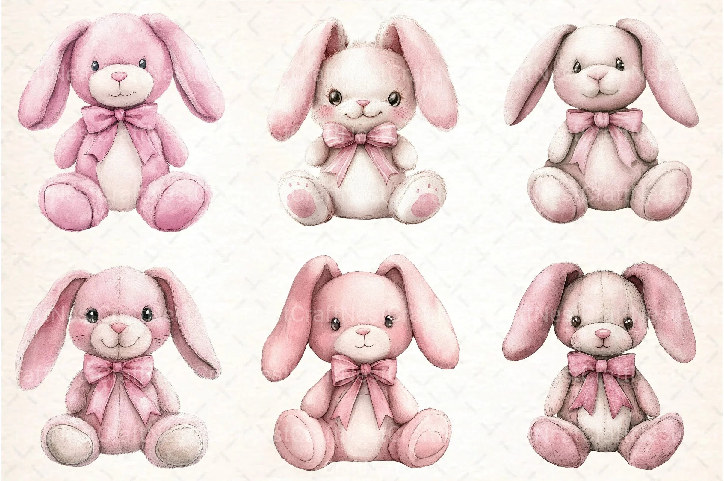 Boho Pink Bunny Clipart Bundle - CraftNest - Digital Crafting and Art