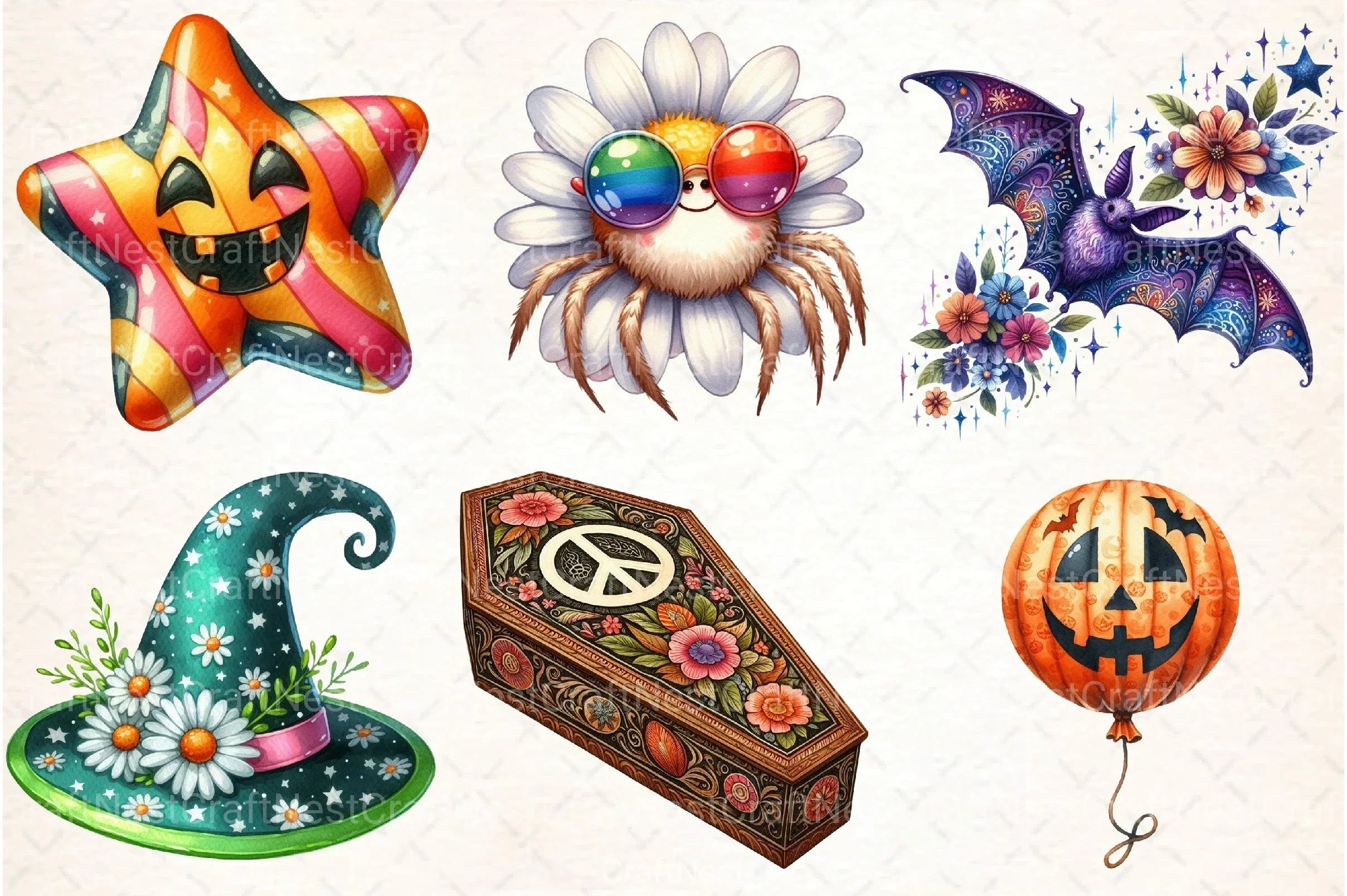 Groovy Halloween Clipart Bundle 99 - CraftNest - Digital Crafting and Art