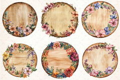Round Wooden Clipart Bundle - CraftNest - Digital Crafting and Art