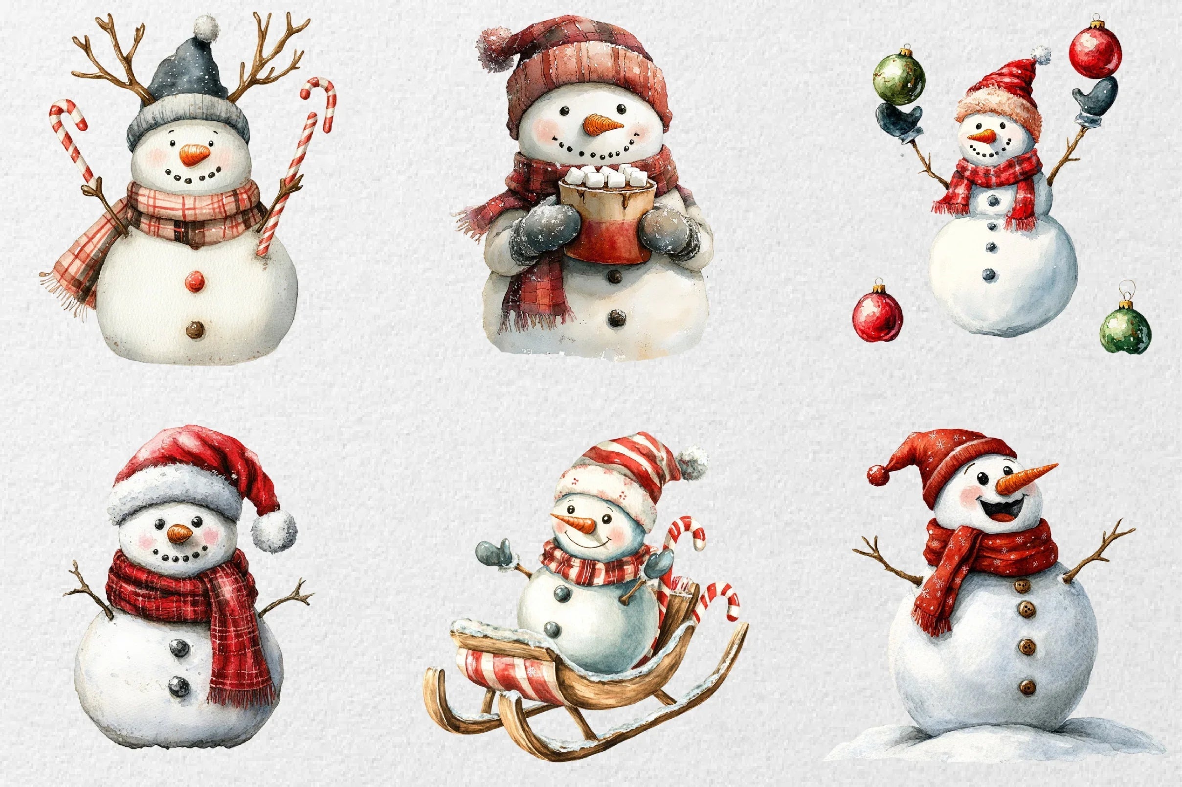 Funny Christmas Snowman Clipart Bundle - CraftNest - Digital Crafting and Art