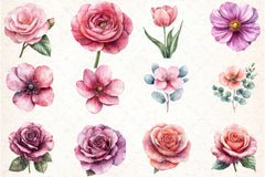 Dusty Pink Flowers Clipart Bundle 1 - CraftNest - Digital Crafting and Art