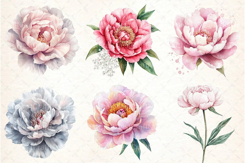 Blush Peonies Flowers Clipart Bundle - CraftNest - Digital Crafting and Art