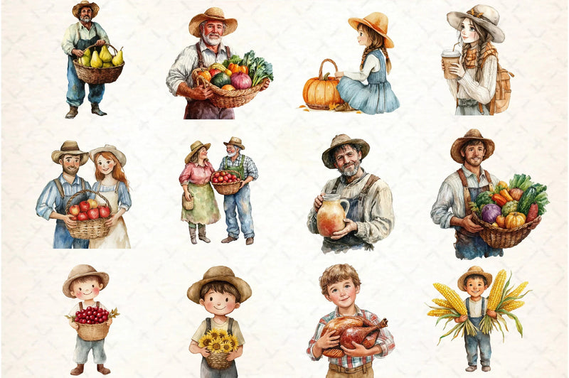Thanksgiving Farmer Clipart Bundle - CraftNest - Digital Crafting and Art