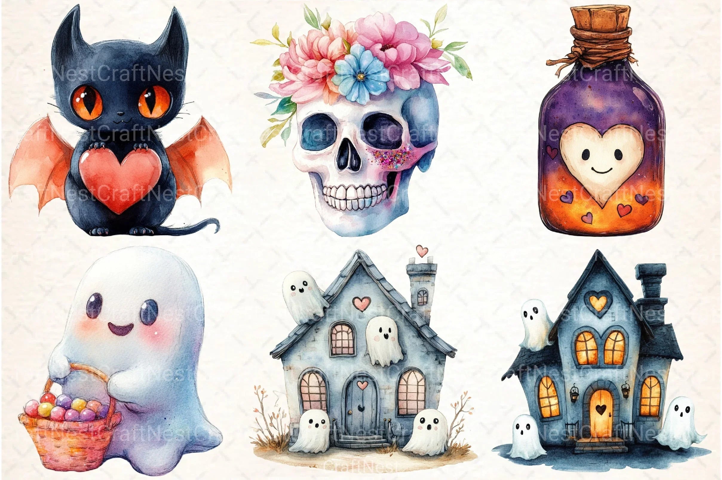 Kawaii Halloween Clipart Bundle 1 - CraftNest - Digital Crafting and Art