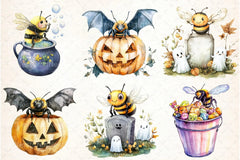 Cute Halloween Bees Clipart Bundle - CraftNest - Digital Crafting and Art