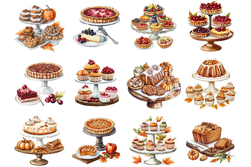 Thanksgiving Dessert Table Clipart Bundle - CraftNest - Digital Crafting and Art