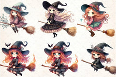 Cute Gothic Witch Broomstick Clipart Bundle Sweden - CraftNest - Digital Crafting and Art