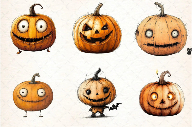 Quirky Halloween Pumpkin Clipart Bundle - CraftNest - Digital Crafting and Art