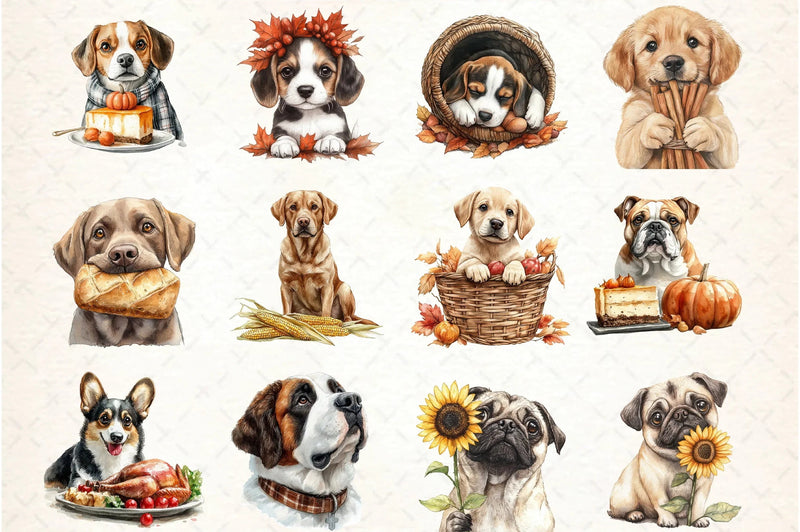 Thanksgiving Dog Clipart Bundle - CraftNest - Digital Crafting and Art