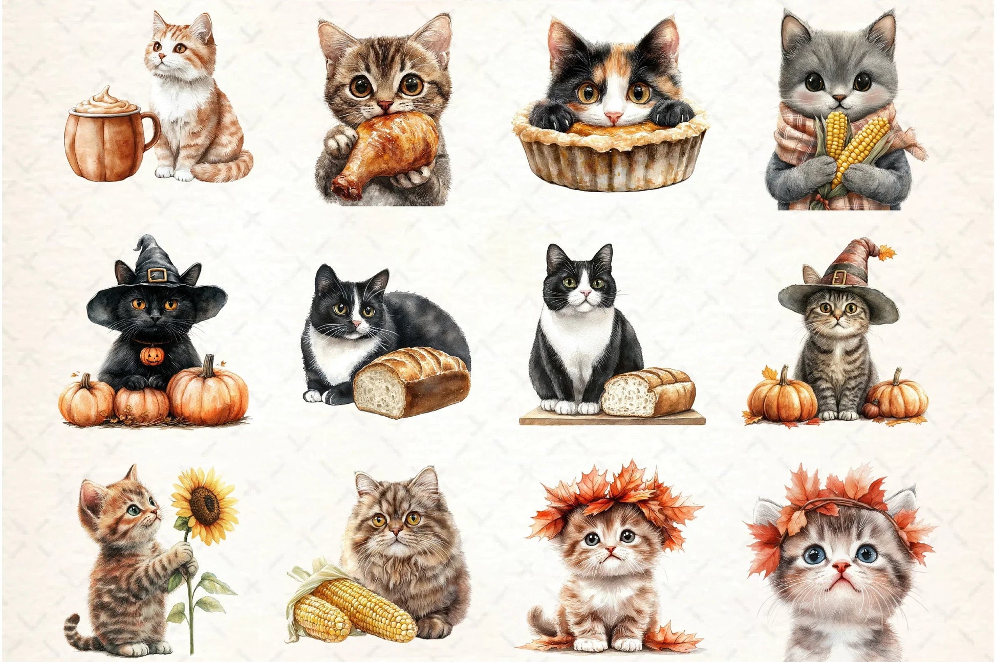 Thanksgiving Cat Clipart Bundle - CraftNest - Digital Crafting and Art
