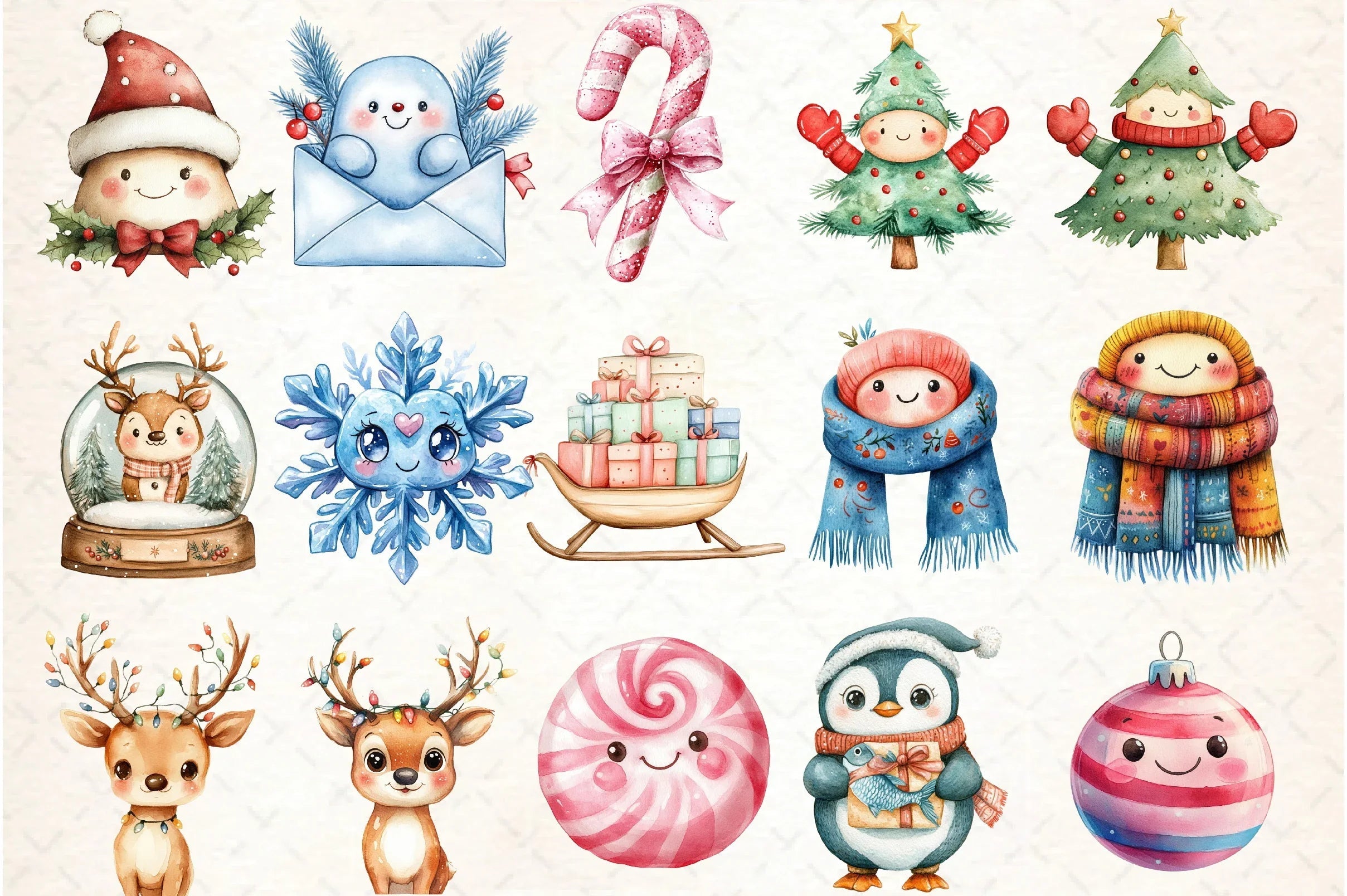 Kawaii Christmas Clipart Bundle - CraftNest - Digital Crafting and Art