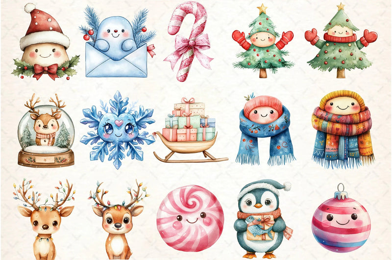 Kawaii Christmas Clipart Bundle - CraftNest - Digital Crafting and Art