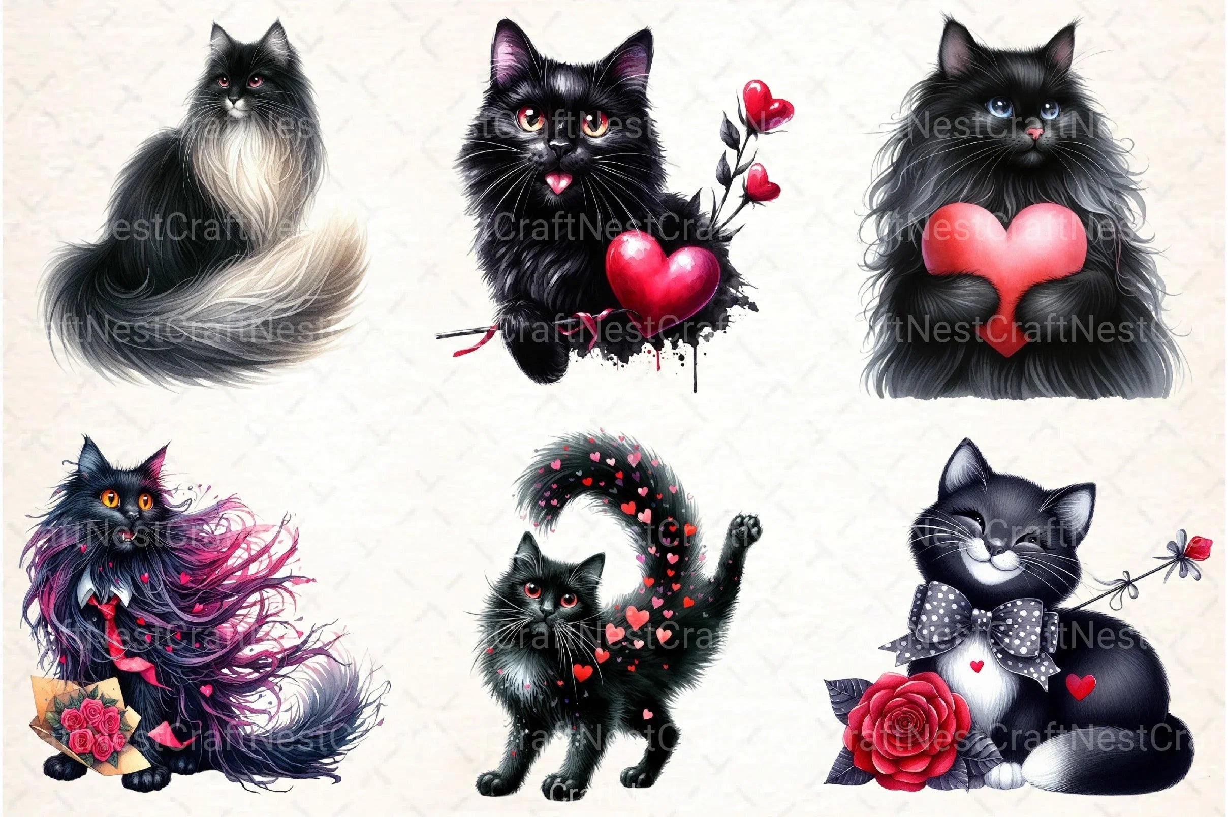 Black Cat Clipart Bundle 99 - CraftNest - Digital Crafting and Art